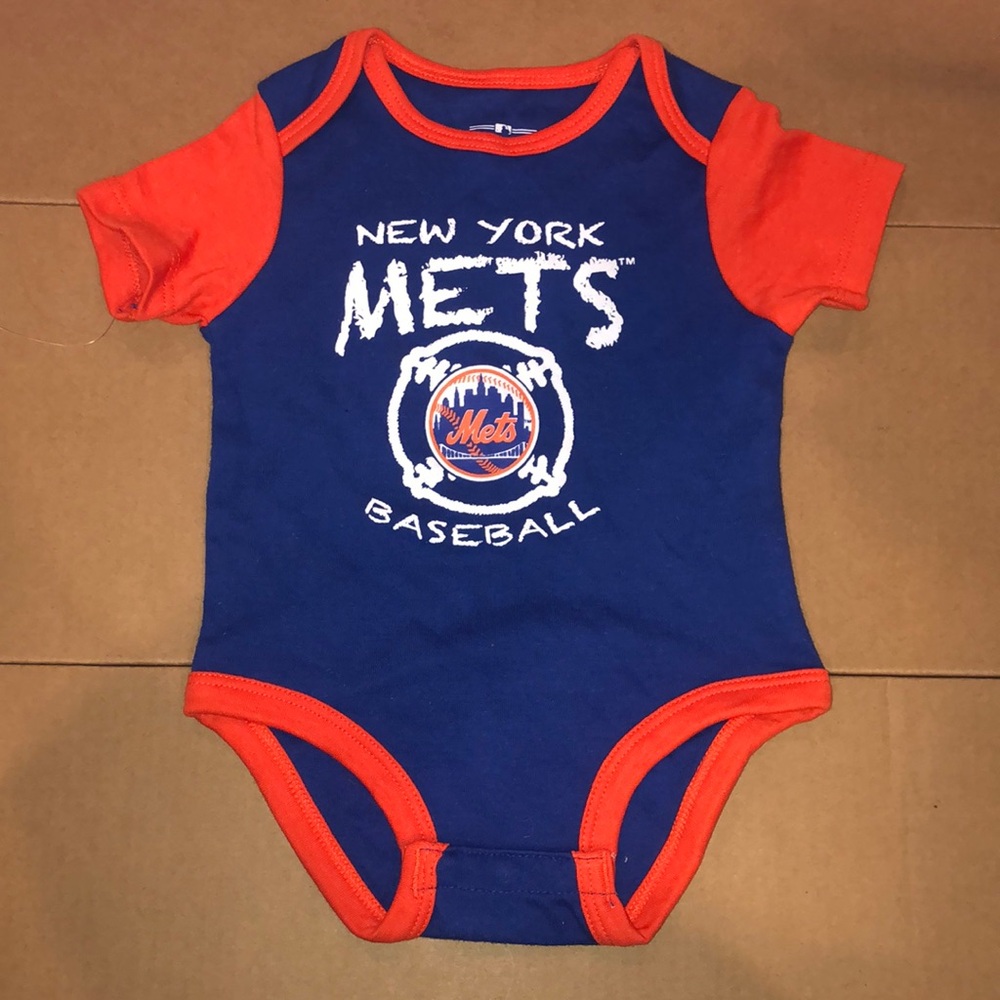 New York Mets Baseball Onesie in Orange and Blue for 3/6 M Genuine Merchandise